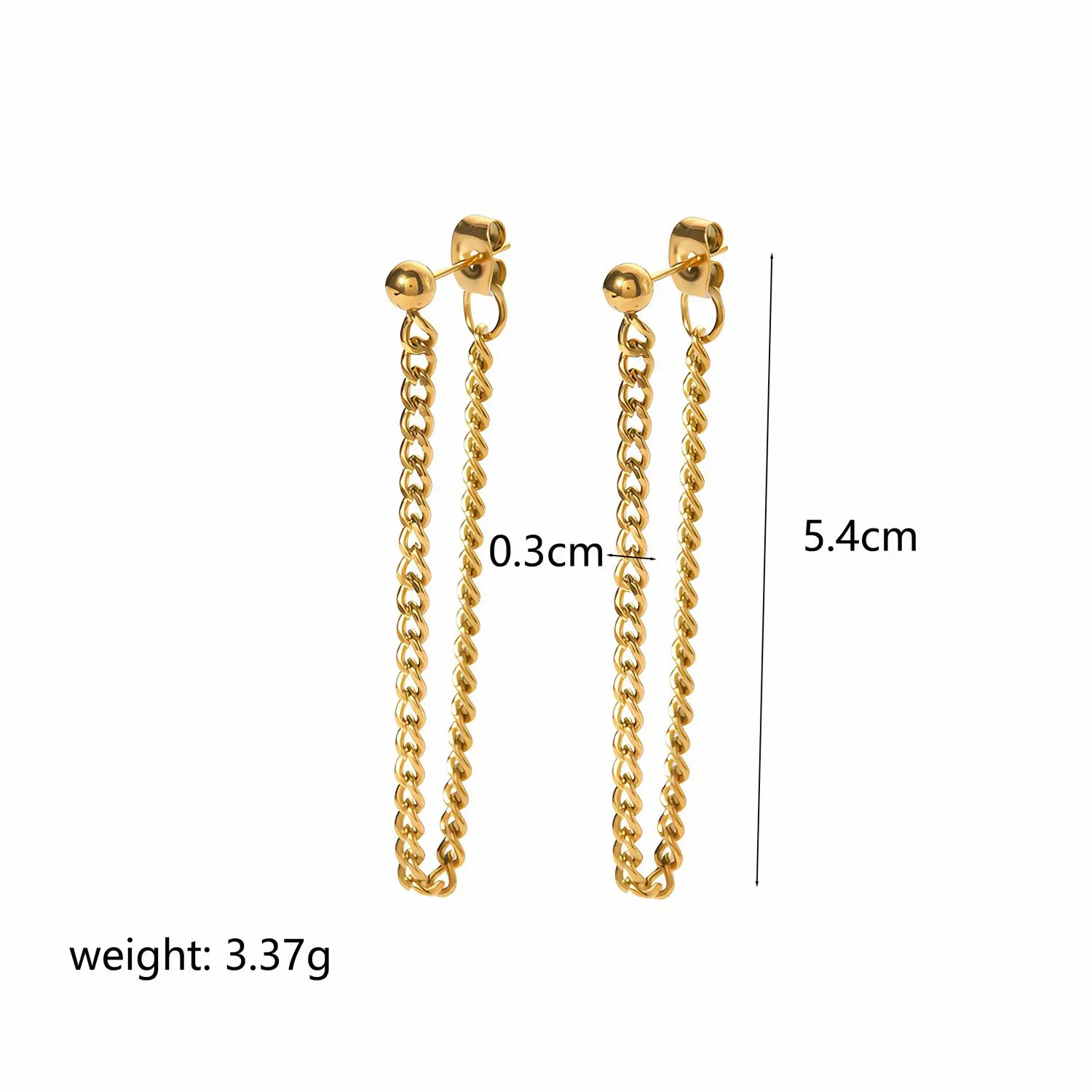 1 paio di orecchini a bottone da donna in acciaio inossidabile placcato oro 18K con nappe in stile vintage semplice h5 Immagine2